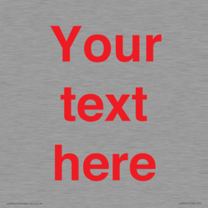 Custom blank information sign. Red text, plain background